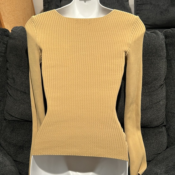 Sexy Deep  Neck Ribbed Pullover Top Side Laces - Picture 4 of 12